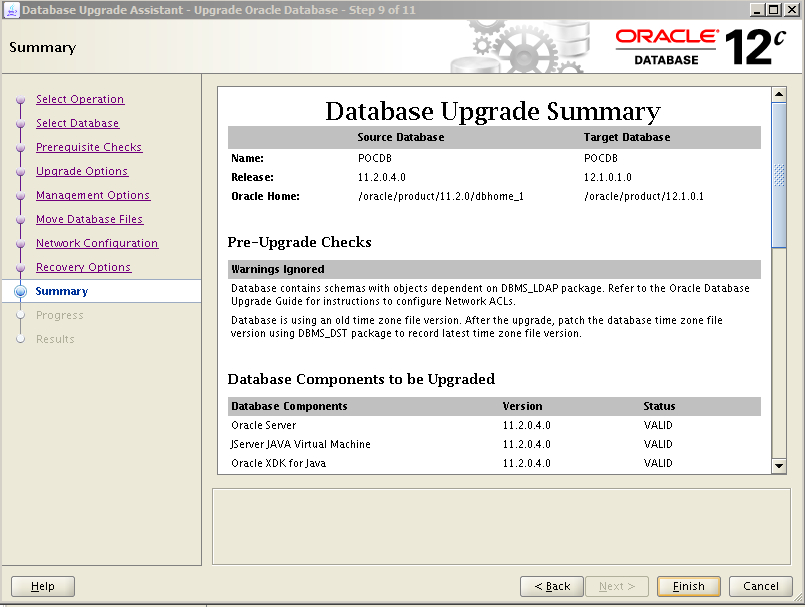Oracle 12c Upgrade 10.